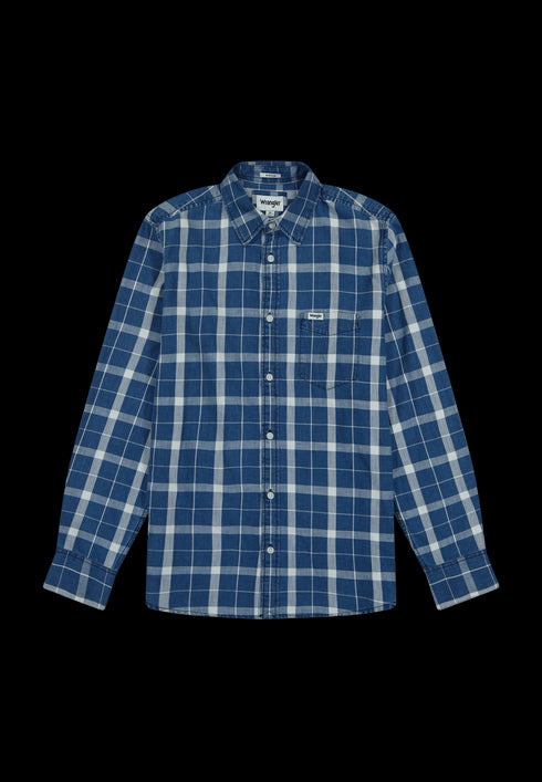 Wrangler Men's 1 Pocket Shirt In Blue Indigo